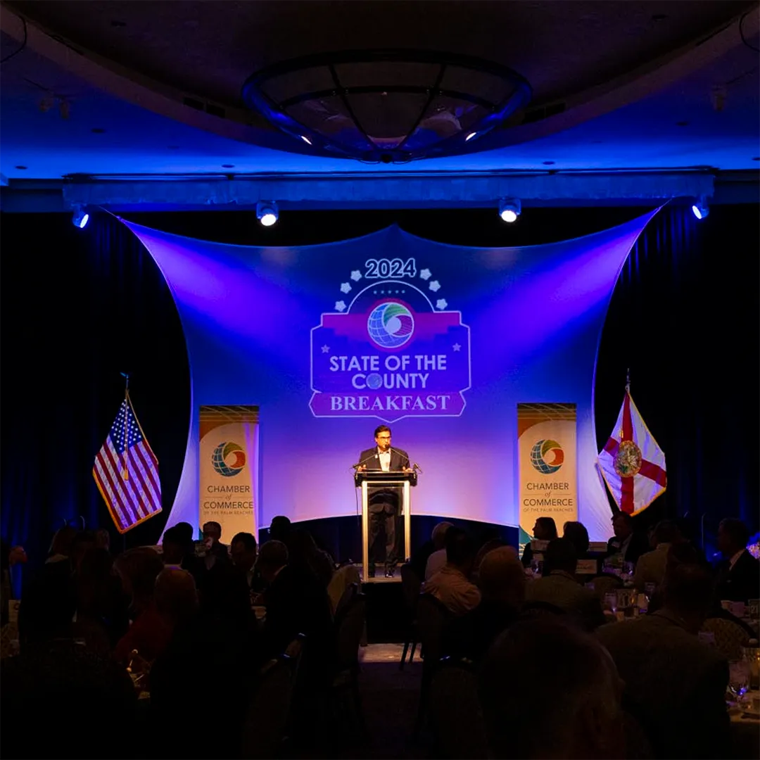 Gathering of leaders at a Chamber breakfast.