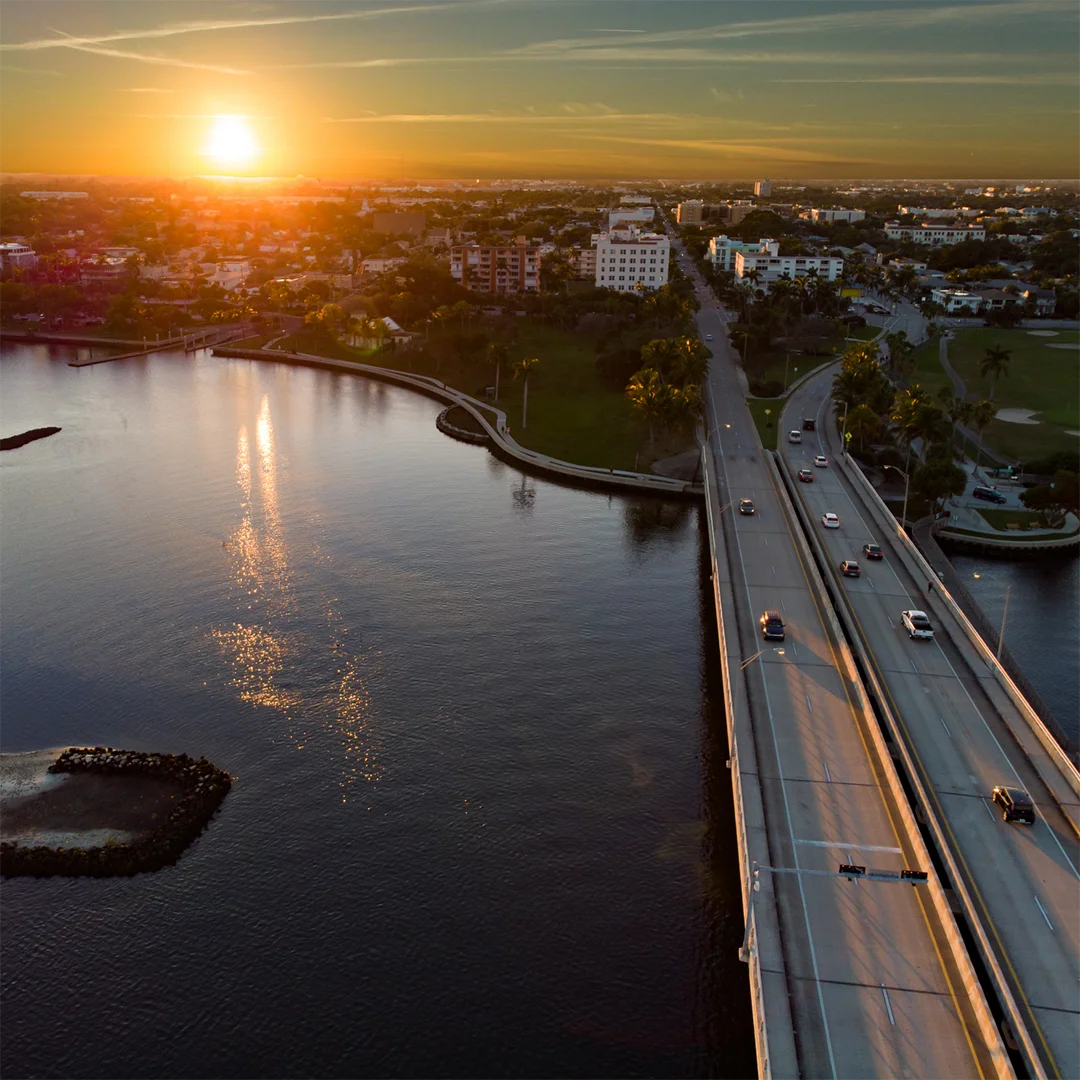 Bridgeview during sunset in Lake Worth, FL.